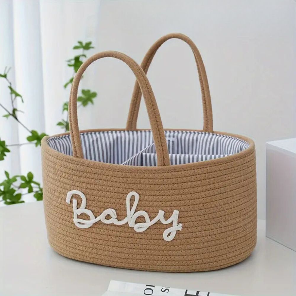 Cotton Rope Baby Caddy Organiser for Diapers and Essentials Earth-Yellow NALANI