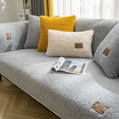Soft Stylish Sofa Slipcover Set With Anti Slip Mat Gray NALANI