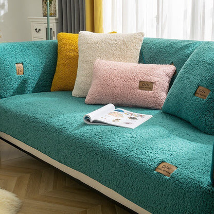 Soft Stylish Sofa Slipcover Set With Anti Slip Mat Green NALANI