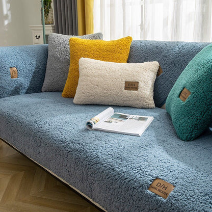 Soft Stylish Sofa Slipcover Set With Anti Slip Mat Blue NALANI