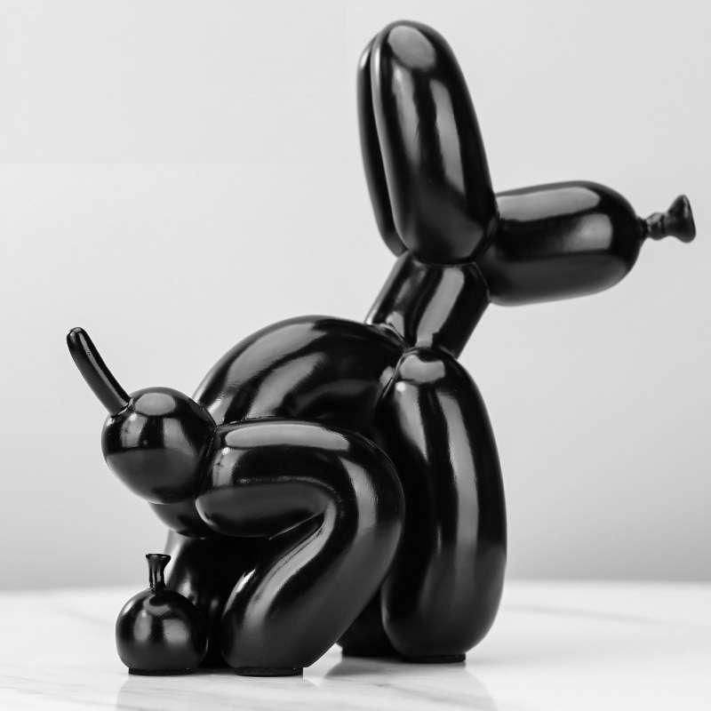 Crayvora | Balloon Dog Doing Business Sculpture - Unique Home Office Decor Black NALANI