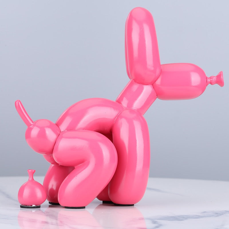 Crayvora | Balloon Dog Doing Business Sculpture - Unique Home Office Decor Cherry Powder NALANI