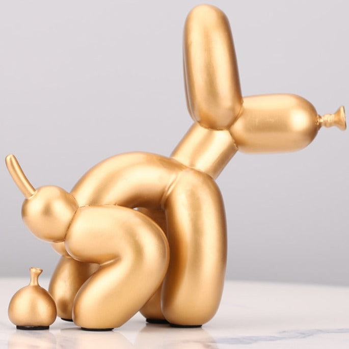 Crayvora | Balloon Dog Doing Business Sculpture - Unique Home Office Decor Gold NALANI