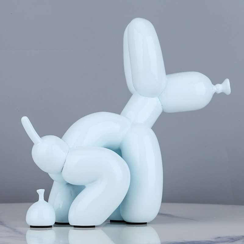 Crayvora | Balloon Dog Doing Business Sculpture - Unique Home Office Decor Ice Blue NALANI