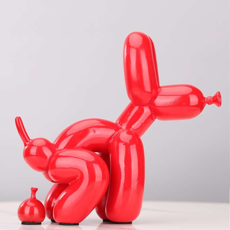 Crayvora | Balloon Dog Doing Business Sculpture - Unique Home Office Decor Red NALANI