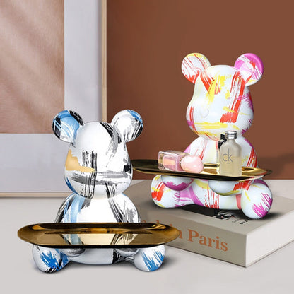 Crayvora | Bear Graffiti Painted Sculpture Table Tray for Home Decor NaLani
