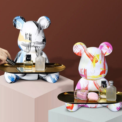 Crayvora | Bear Graffiti Painted Sculpture Table Tray for Home Decor NaLani