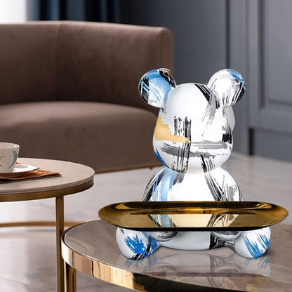 Crayvora | Bear Graffiti Painted Sculpture Table Tray for Home Decor Blue NaLani