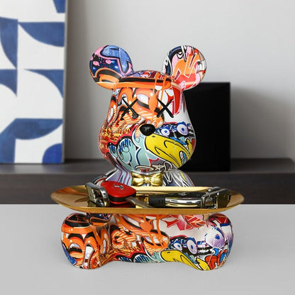 Crayvora | Bear Graffiti Painted Sculpture Table Tray for Home Decor Graffiti NaLani