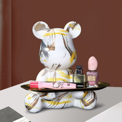 Crayvora | Bear Graffiti Painted Sculpture Table Tray for Home Decor Yellow NaLani