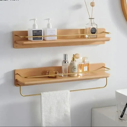 Bamboo Wall Mounted Coat Rack Shelf For Bathroom Entryway NALANI
