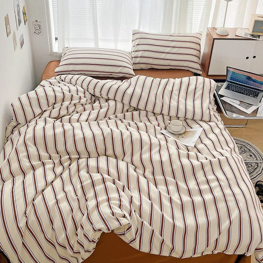Classic Striped Bedding Set Duvet Cover Sheet Pillowcases NaLani