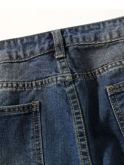 Caleni | Women's high-waisted casual loose denim jeans