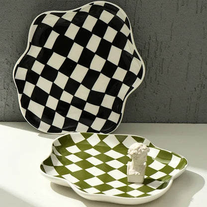 Retro Checkered Tray For Picnic And Home Decor Atmosphere NALANI