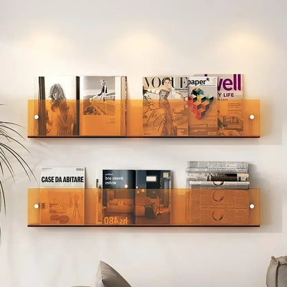 Wall Mounted PVC Shelves For Books And Magazines Storage Orange 40 cm NALANI