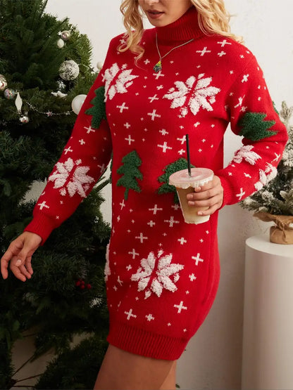 Festive Pullover Dress With Christmas Motif For Holiday Season-Feest Jurken-Calora-NaLani