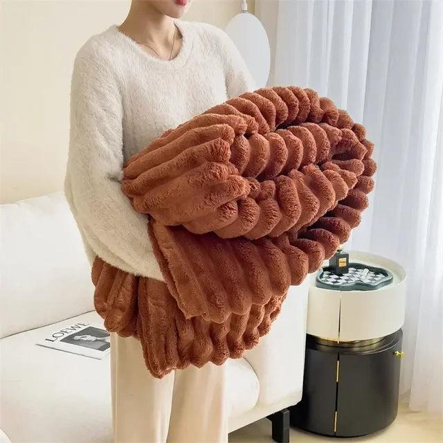 Soft Plush Maxi Winter Blanket Cozy Warm Throw For Couch Bordeaux NALANI