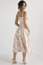 Linsay Dress In Soft Polyester With Corset Bodice And Back Tie