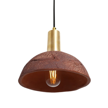 Diapole | Organic Ceramic Dome Pendant Light 20cm in Red Iron Finish NaLani