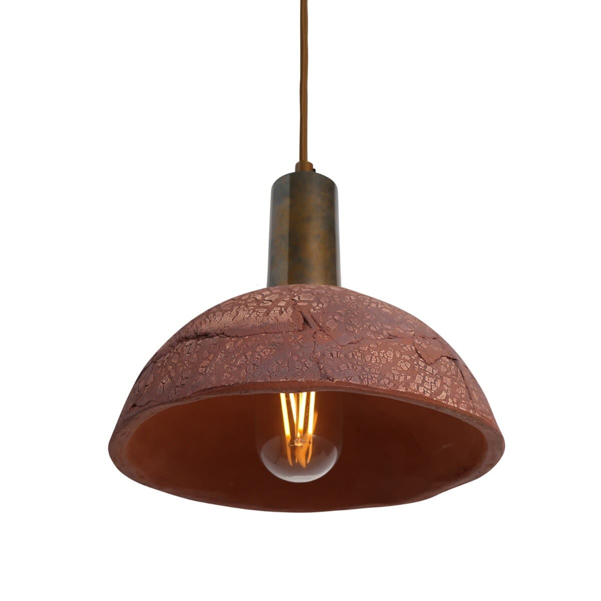 Diapole | Organic Ceramic Dome Pendant Light 20cm in Red Iron Finish NALANI