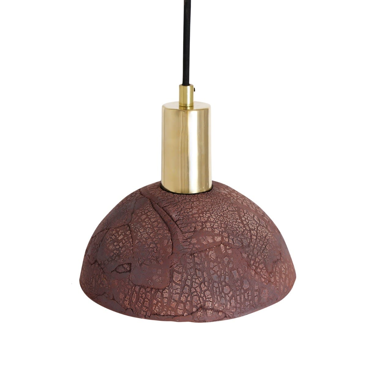 Diapole | Organic Ceramic Dome Pendant Light 20cm in Red Iron Finish NALANI