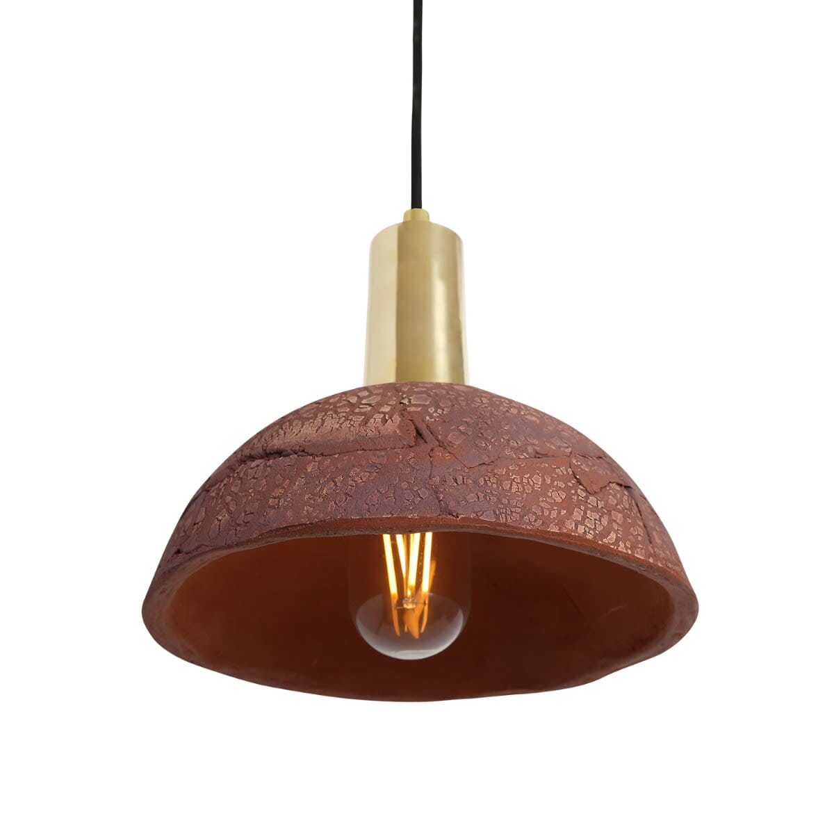 Diapole | Organic Ceramic Dome Pendant Light 20cm in Red Iron Finish NALANI