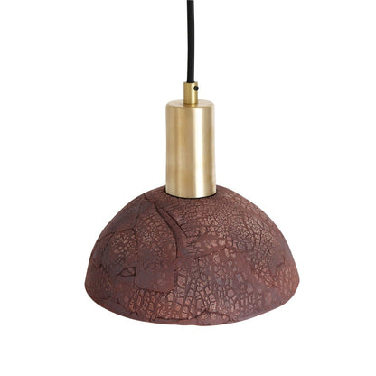 Diapole | Organic Ceramic Dome Pendant Light 20cm in Red Iron Finish NaLani