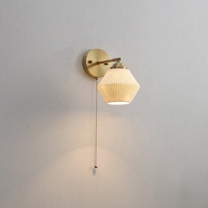 Diapole | Ribbed Ceramic Wall Light in Long Cylinder Lantern Shape with Bulb Diamond NaLani
