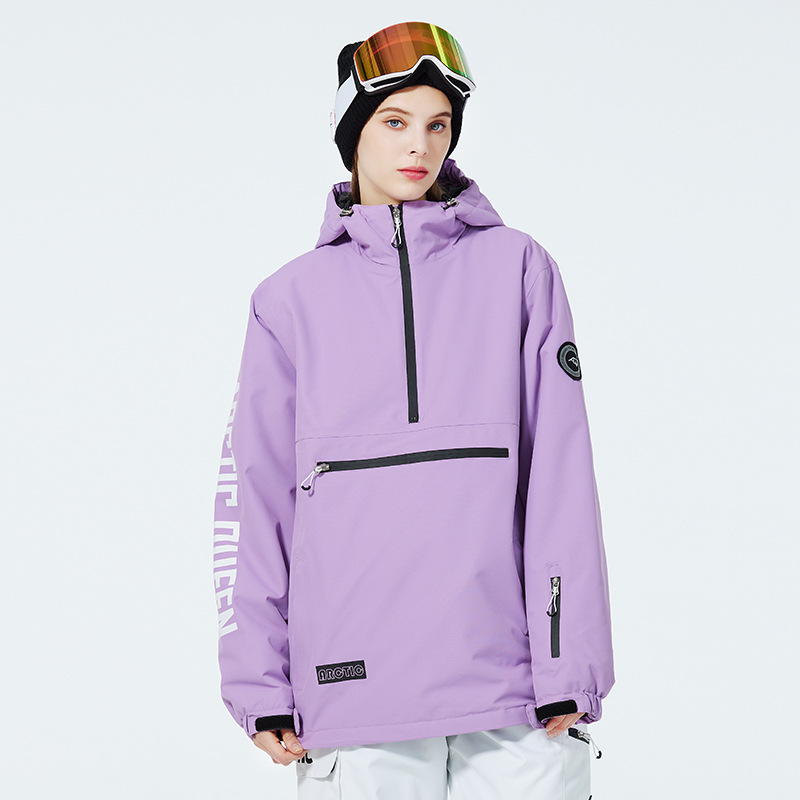 Water Resistant Women Ski Hoodie With Pockets Half Zip Windproof