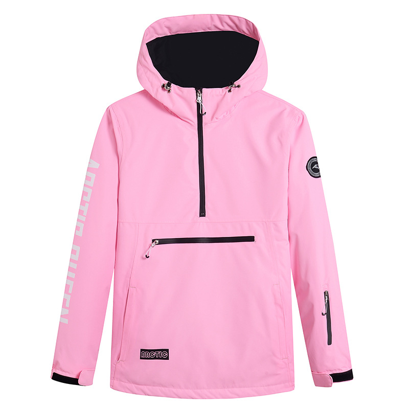 Water Resistant Women Ski Hoodie With Pockets Half Zip Windproof