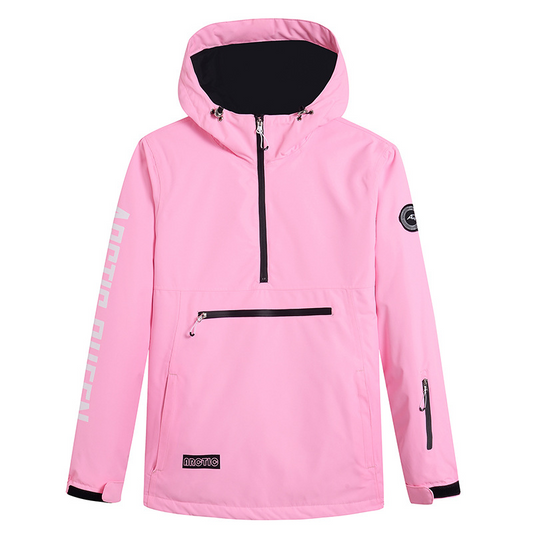 Water Resistant Women Ski Hoodie With Pockets Half Zip Windproof