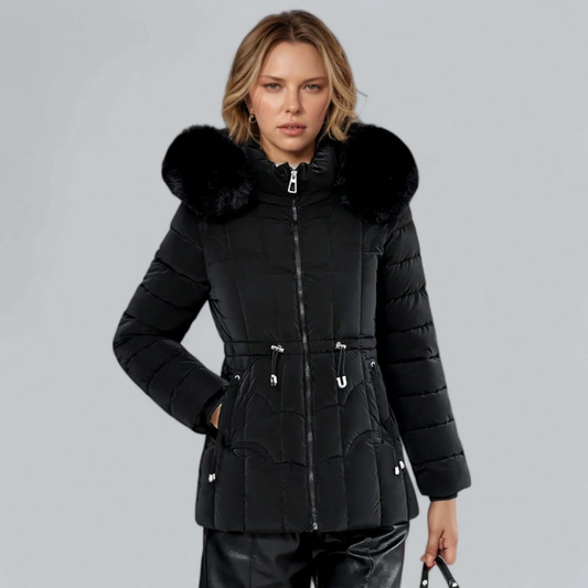 Liana | Women’s Parka Coat – Quilted Insulated – Tailored Fit – Faux Fur Hood – Mid Length