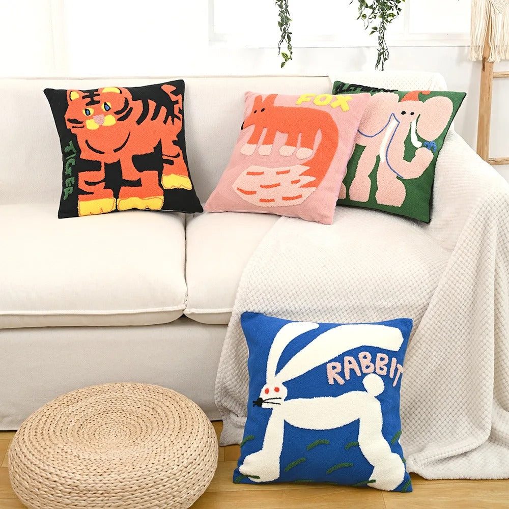 Nordic Animal Embroidery Pillow Cover 45x45 Cushion NALANI