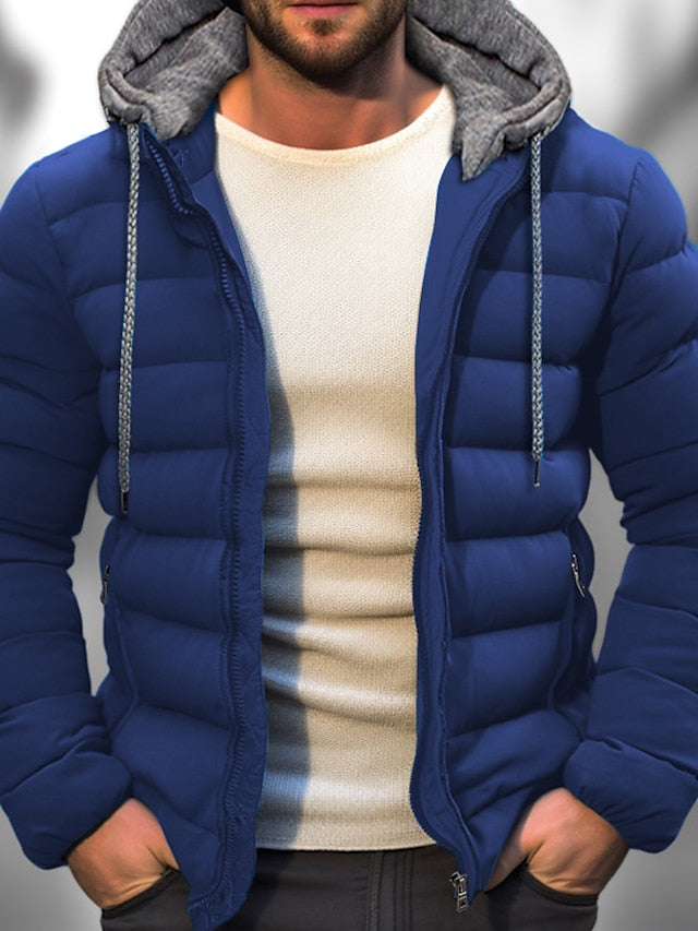 Marbo | Mens Lightweight Winter Coat With Zipper Hood Drawstring