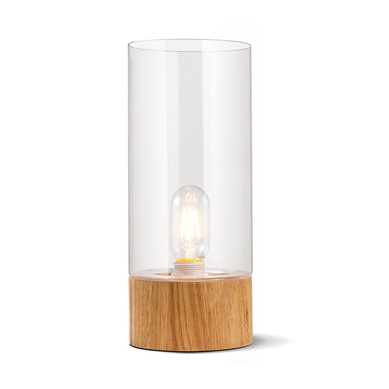 Elegant Cylindrical Table Lamp with Wooden Base for Cozy Interiors NALANI