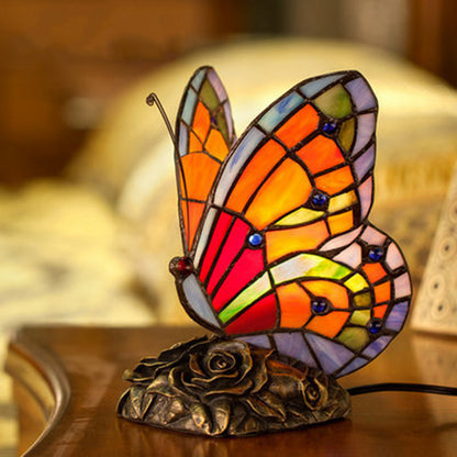 Elegant Table Lamp with Butterfly Shade and Rose Base Design NaLani