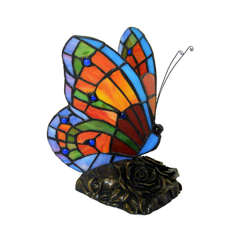 Elegant Table Lamp with Butterfly Shade and Rose Base Design NALANI