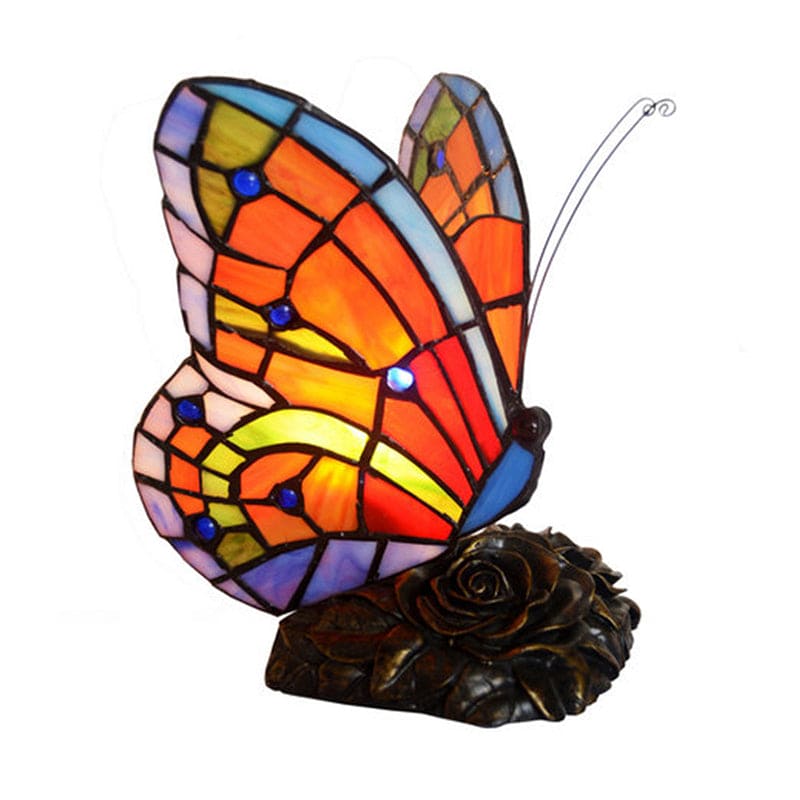 Elegant Table Lamp with Butterfly Shade and Rose Base Design NALANI