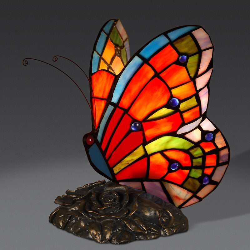 Elegant Table Lamp with Butterfly Shade and Rose Base Design NALANI