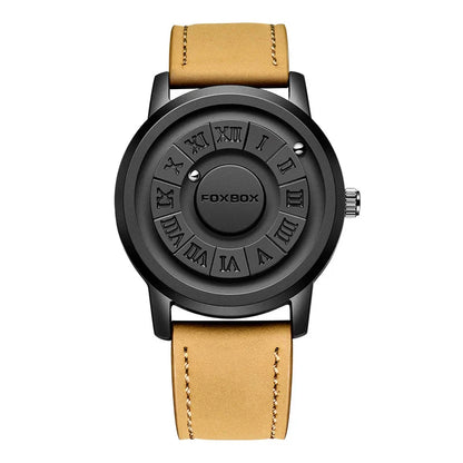 Men's Quartz Watch Classic Timepiece With Stainless Band Yellow Leather NALANI