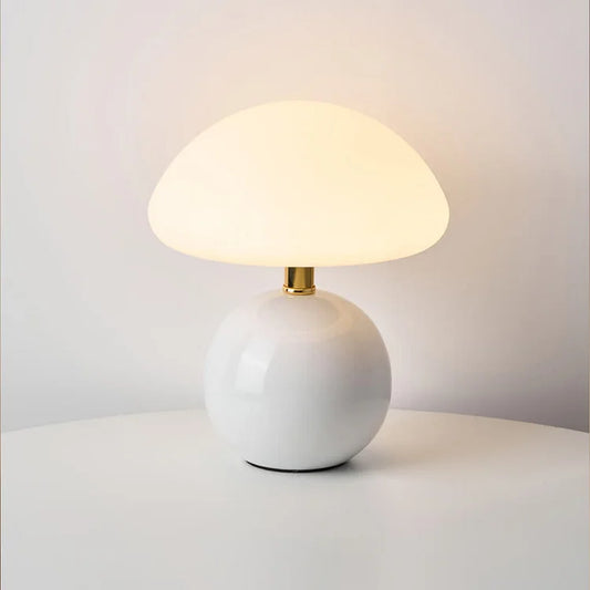 Ceramic LED Mushroom Table Lamp for Elegant Bedroom Décor White NaLani