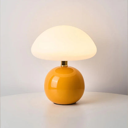 Ceramic LED Mushroom Table Lamp for Elegant Bedroom Décor Orange NaLani