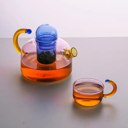 Neo Tokyo Teapot and Mug Set Modern Neon Glass Design NaLani