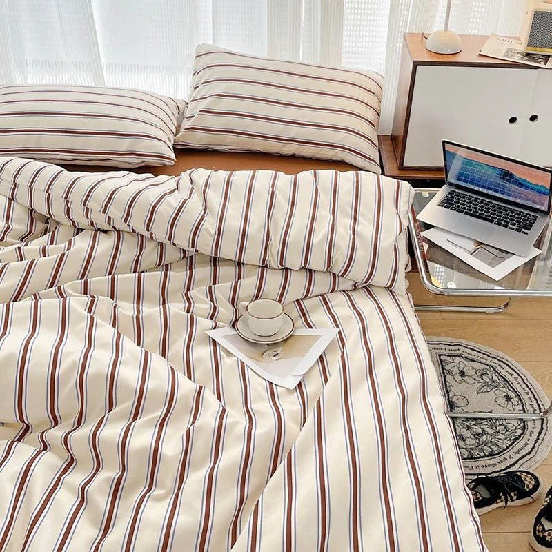 Classic Striped Bedding Set Duvet Cover Sheet Pillowcases NaLani