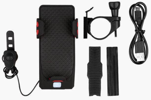 Bicycle 4 In 1 Phone Holder Power Bank Light Horn Gadget NALANI