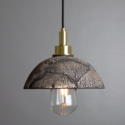 Fiorani Casa | Ceramic Dome Bathroom Pendant Light 20cm Black Clay IP44 300cm NaLani