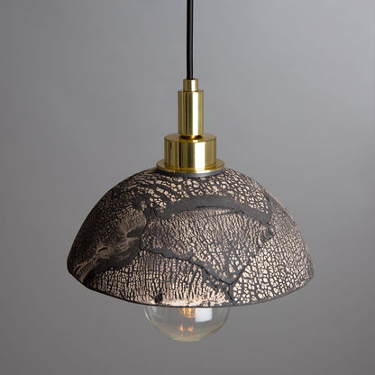 Fiorani Casa | Ceramic Dome Bathroom Pendant Light 20cm Black Clay IP44 NaLani