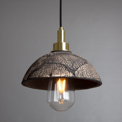 Fiorani Casa | Ceramic Dome Bathroom Pendant Light 20cm Black Clay IP44 NaLani