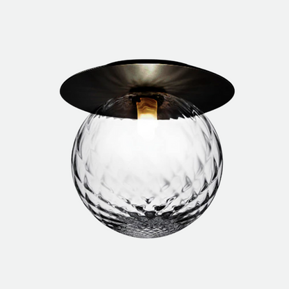 Fiorani Casa | Globe and Metal Plate Ceiling Light for Modern Home Decor Black Clear NaLani