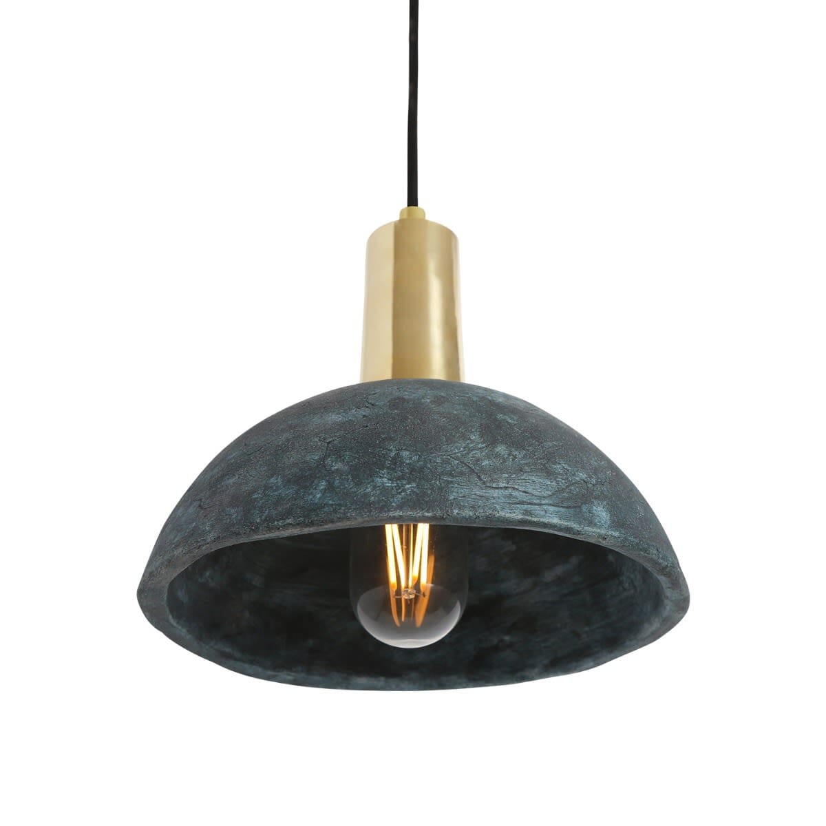 Fiorani Casa | Organic Ceramic Dome Pendant Light 20cm in Blue Earth NALANI